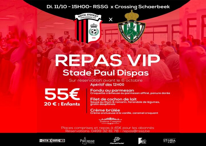 dimanche 11 octobre Stockay vs Crossing Schaerbeek, repas vim d'avant-match